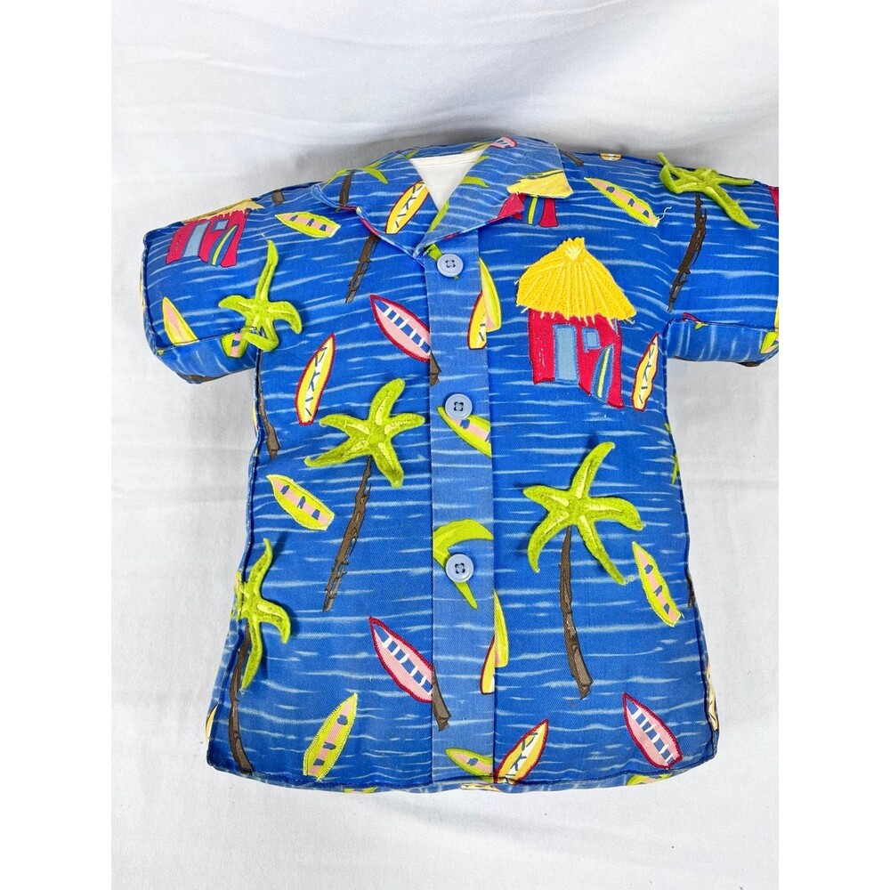 Vintage 90s Y2K Hawaiian Shirt Shaped Novelty Accent Pillow